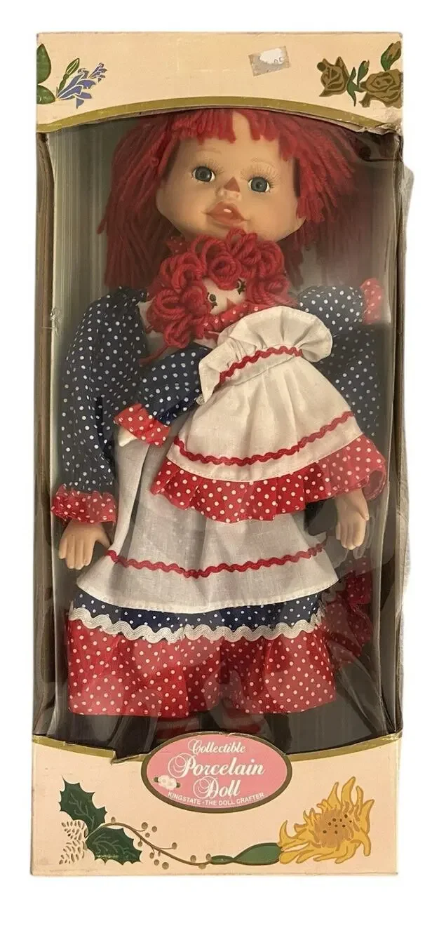Vintage Raggedy ann Collectible Porcelain Doll Kingsgate The Doll Crafter NIB